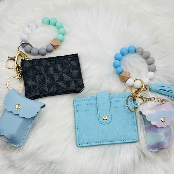 2 Card Wallet Wristlets blue theme bundle - Picture 1 of 7